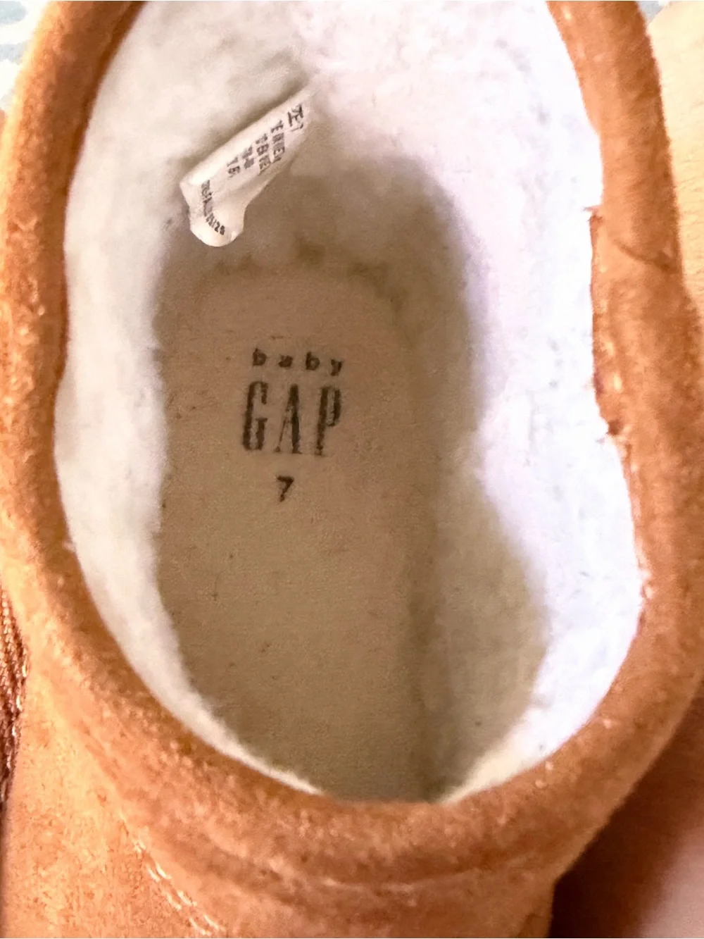 BABY GAP Sz 7 Chestnut faux Suede Fleece-Lined Baby Booties
